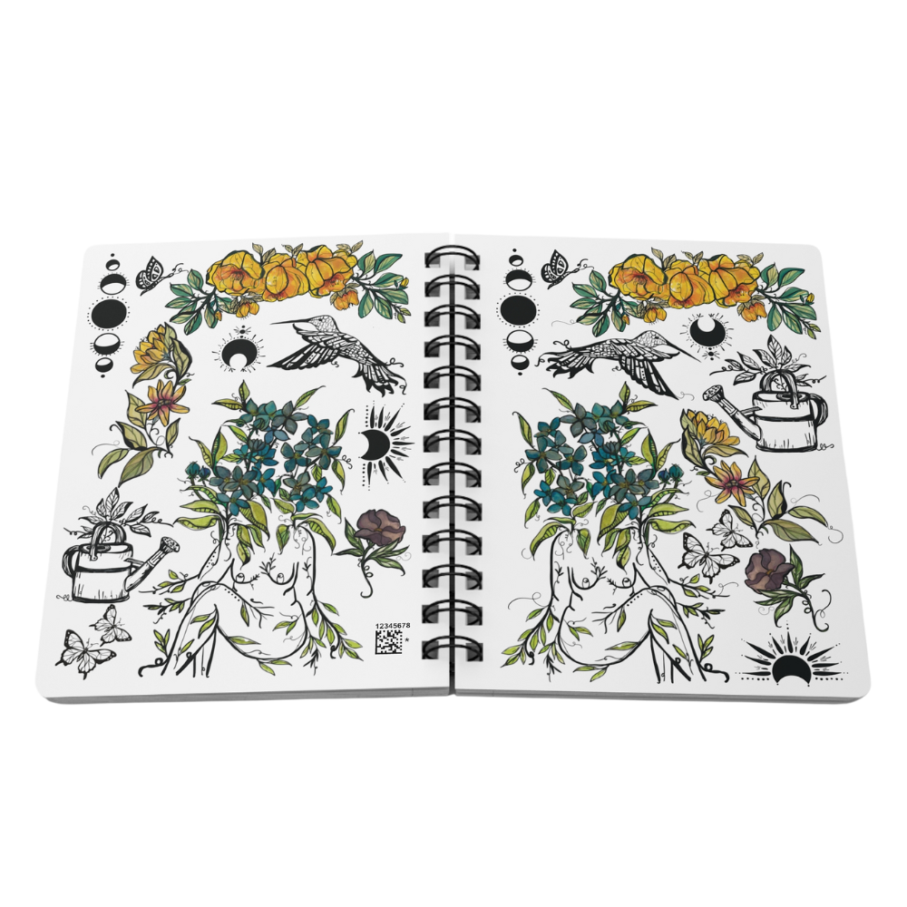 Flora Sister, White Spiral Bound Notebook Journal