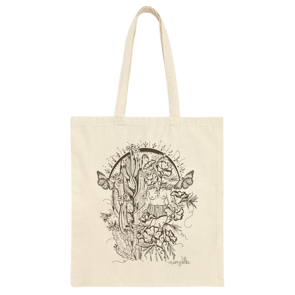 Desert Sol, Canvas Tote Bag, Natural & Black