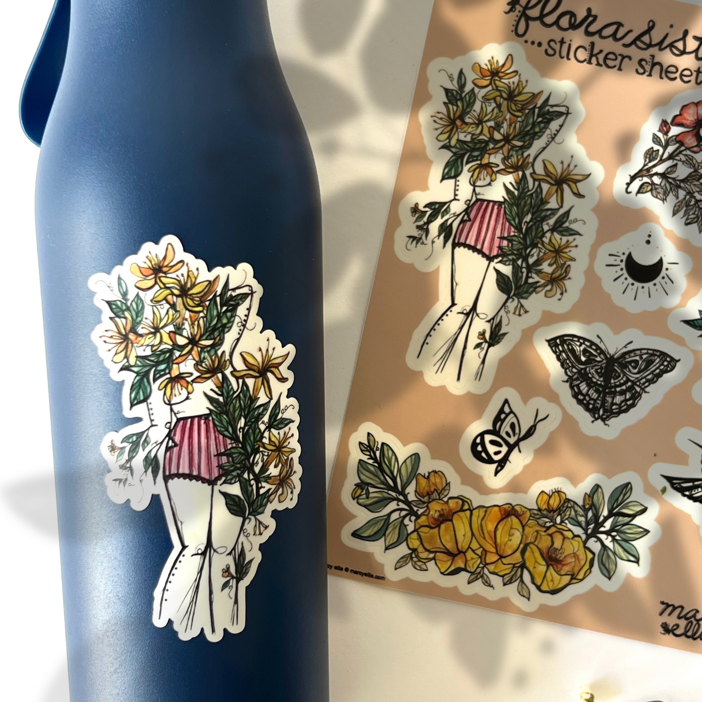 Sticker Sheet, Yellow Flora Sisters