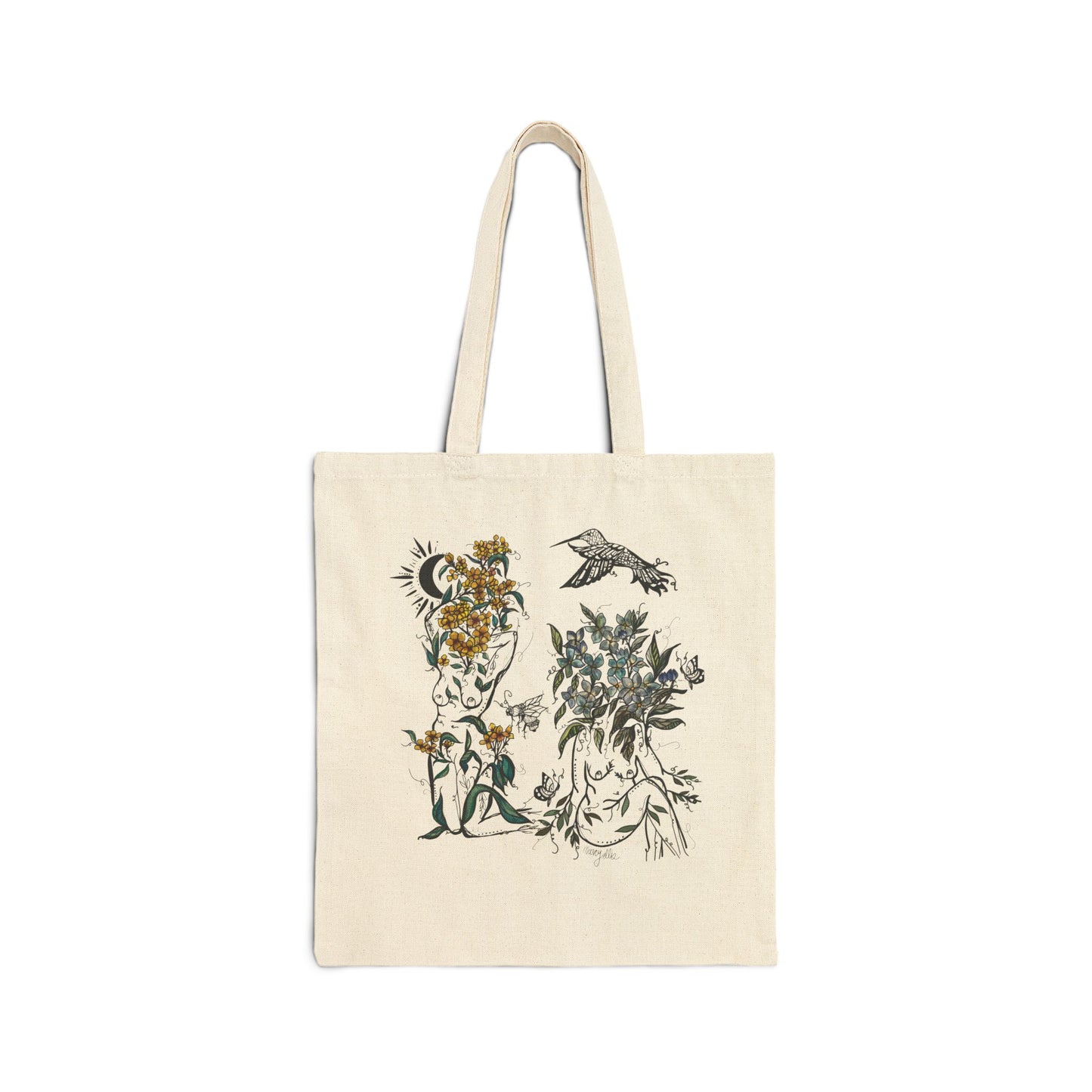 Baby Blues + Anemone Flora Sisters, Cotton Canvas Tote Bag