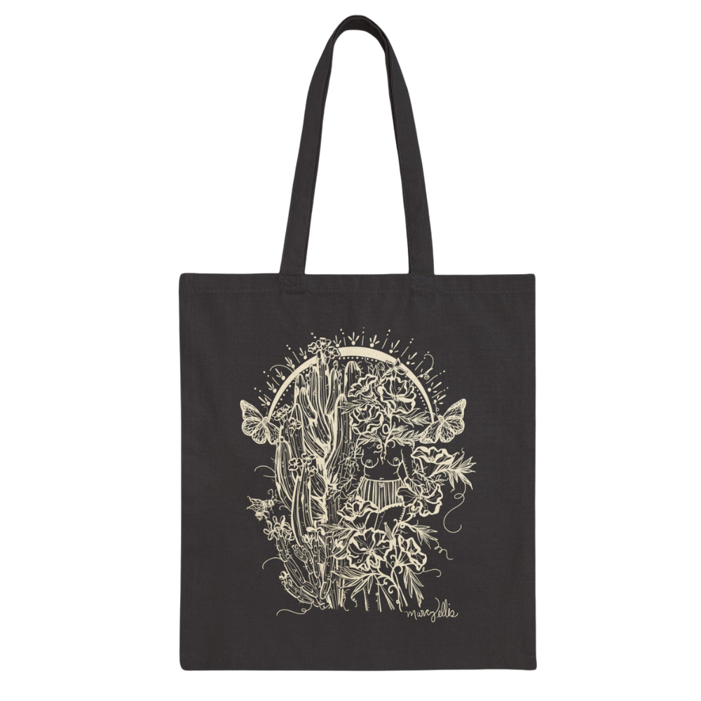 Desert Sol, Canvas Tote Bag, Natural & Black