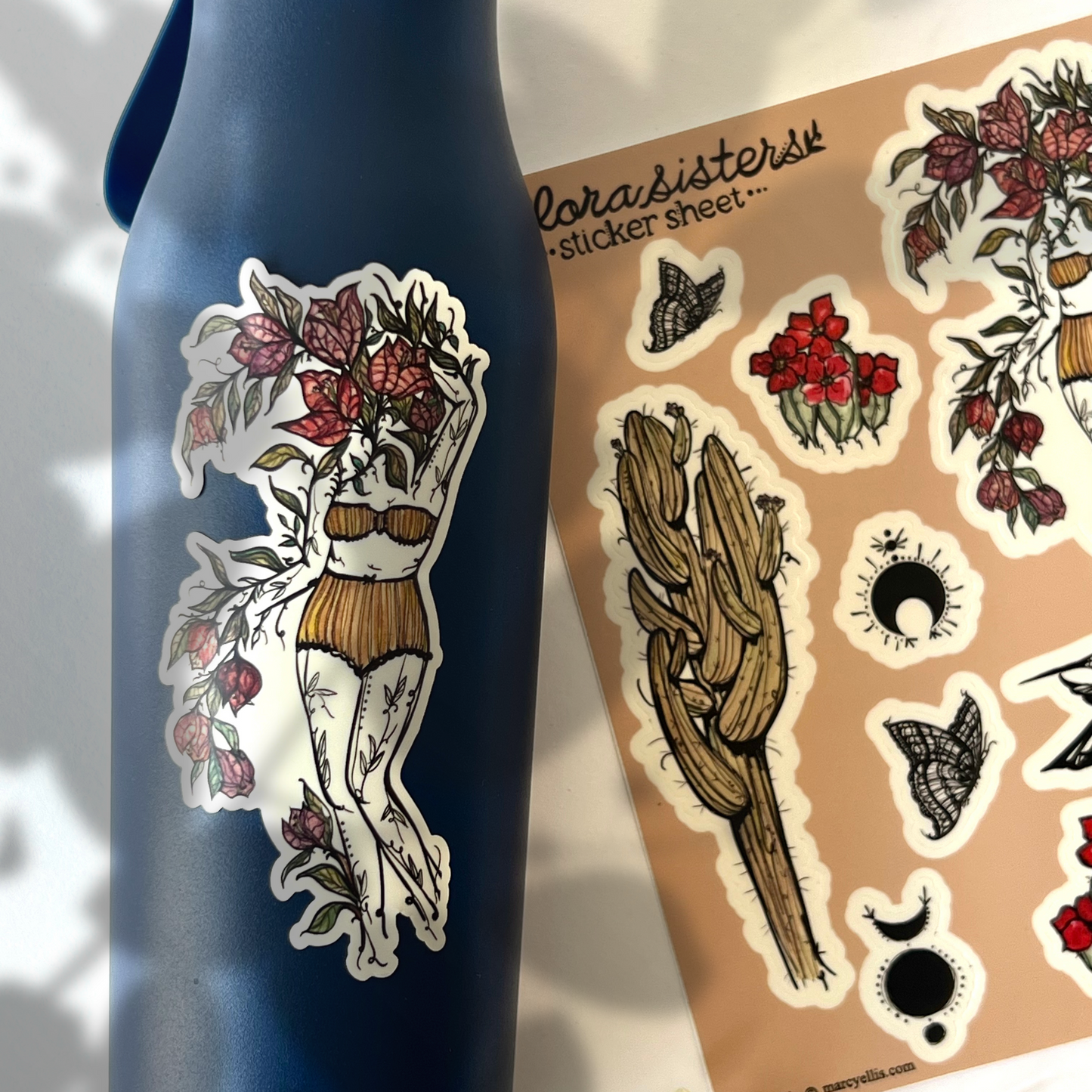 Sticker Sheet, Red Flora Sisters