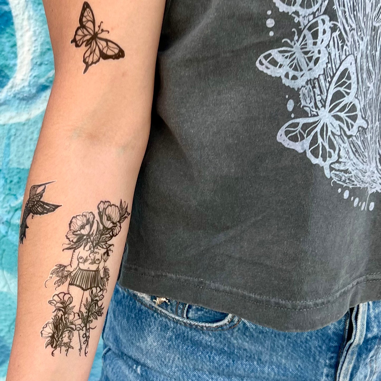 Two Flora Sister Temporary Tattoos