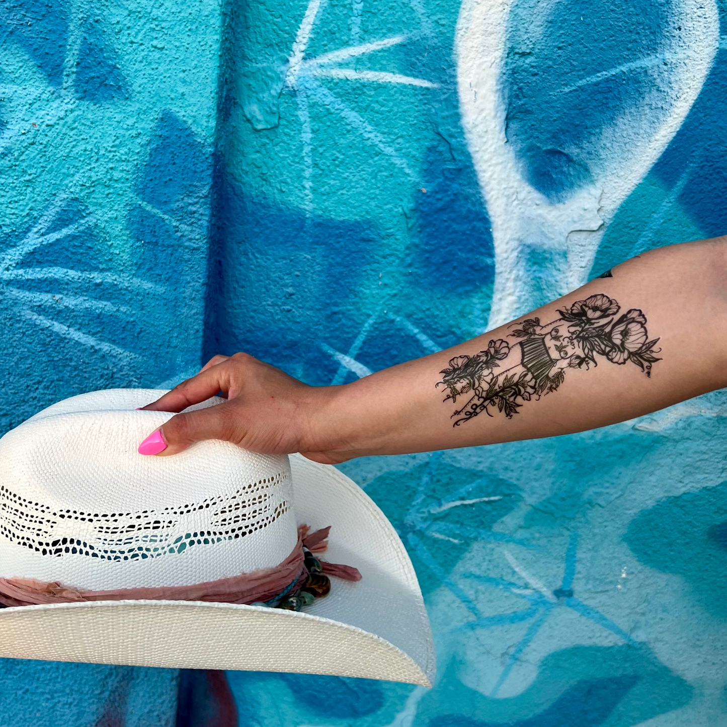 Two Flora Sister Temporary Tattoos