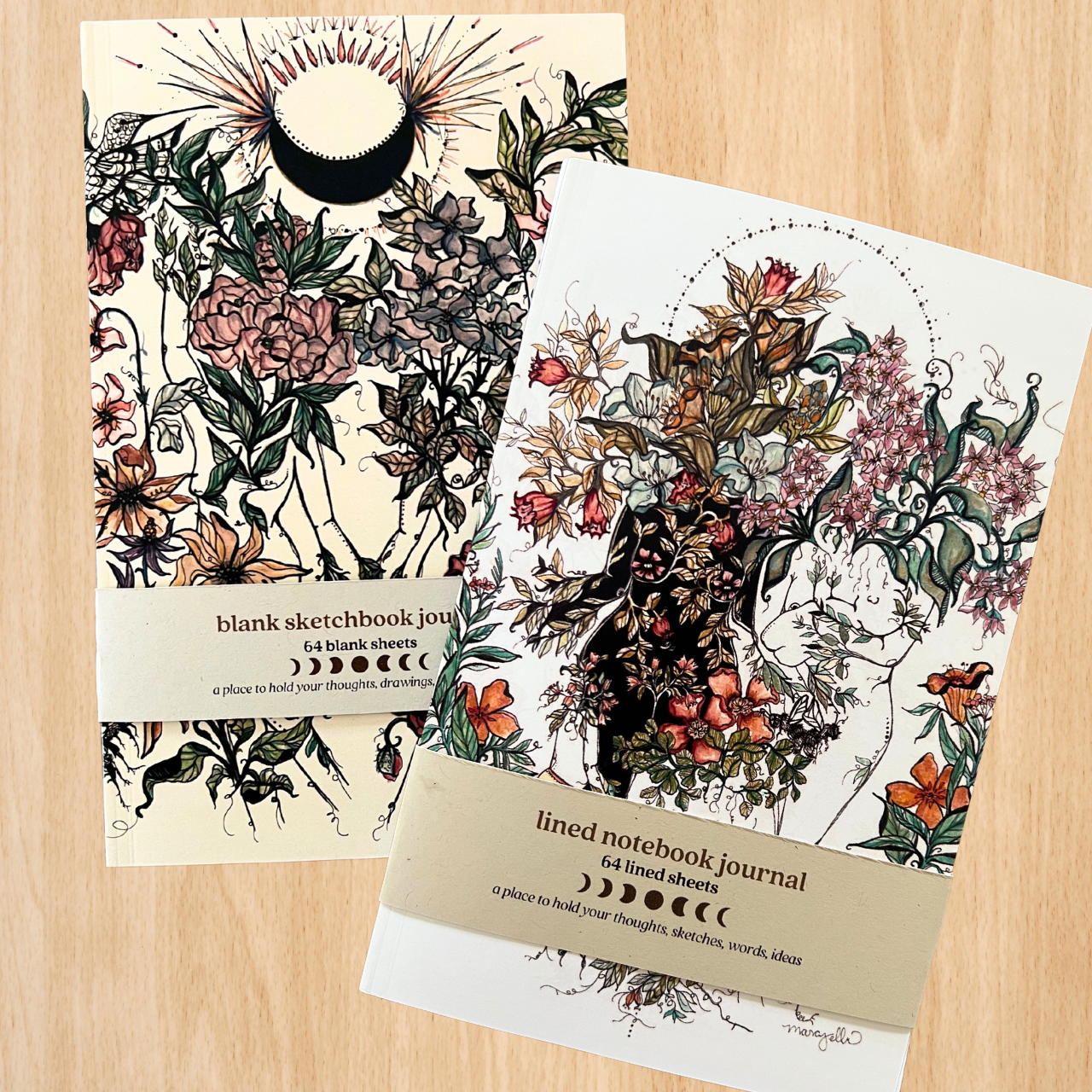 Flora Sisters Notebook Set, Lined and Blank Notebook Journals