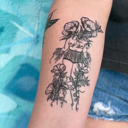 Two Flora Sister Temporary Tattoos