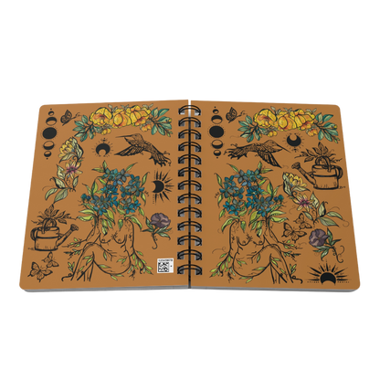 Flora Sister, Brown, Spiral Bound Notebook Journal