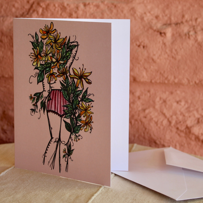 Honeysuckle Floral Sister, Blank, Folded, Greeting Card