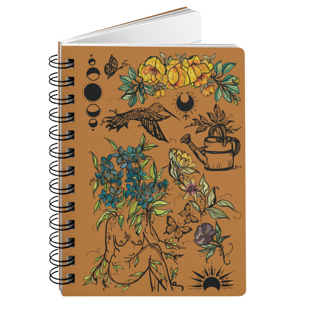 Flora Sister, Brown, Spiral Bound Notebook Journal