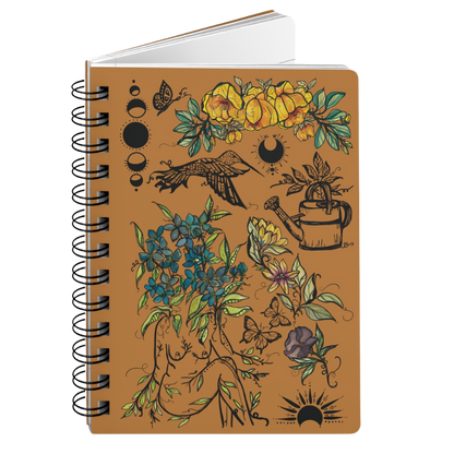 Flora Sister, Brown, Spiral Bound Notebook Journal