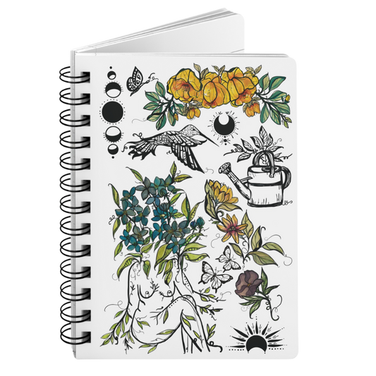 Flora Sister, White Spiral Bound Notebook Journal