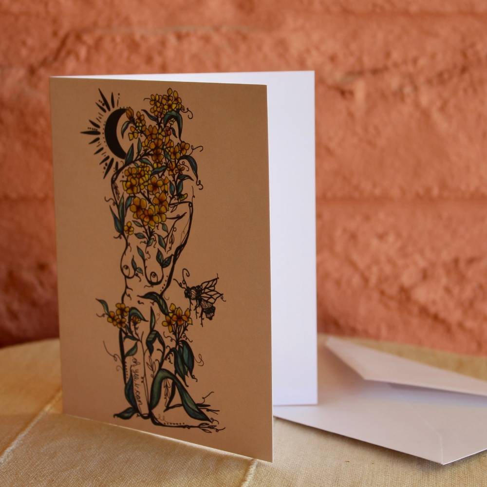 Anemone Floral Sister, Blank, Folded, Greeting Card