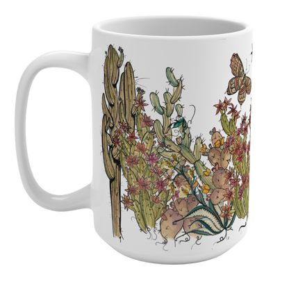 Cacti Oasis, White, Ceramic Mug, 15oz