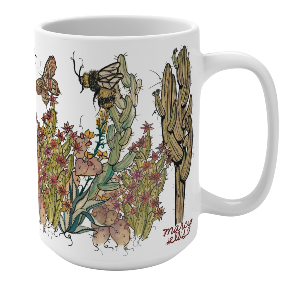 Cacti Oasis, White, Ceramic Mug, 15oz