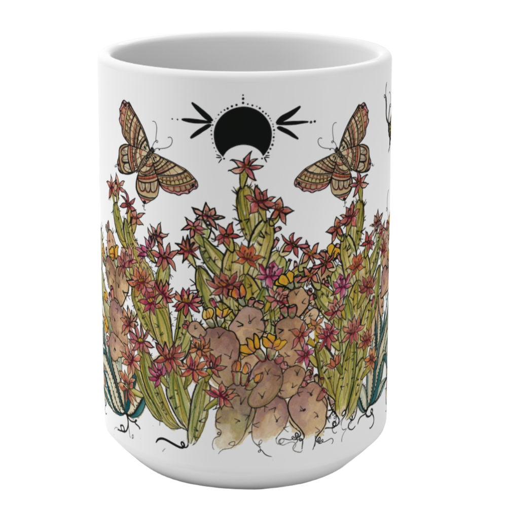 Cacti Oasis, White, Ceramic Mug, 15oz