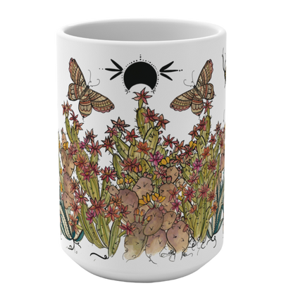 Cacti Oasis, White, Ceramic Mug, 15oz