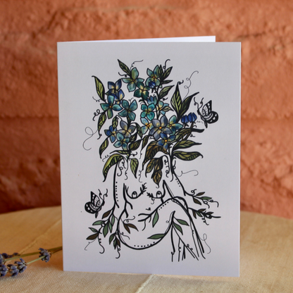 Baby Blues Floral Sister, Blank, Folded, Greeting Card