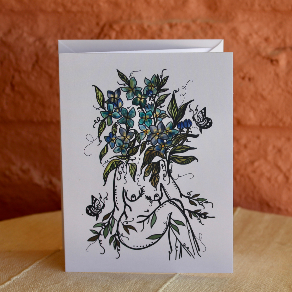 Baby Blues Floral Sister, Blank, Folded, Greeting Card