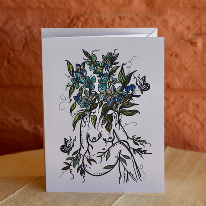 Baby Blues Floral Sister, Blank, Folded, Greeting Card