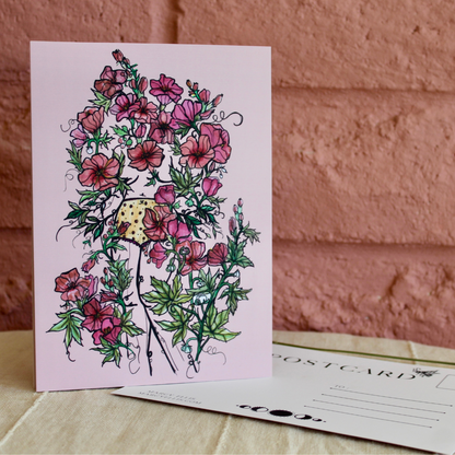 Hollyhock Floral Sister, Postcard, 5"x7"