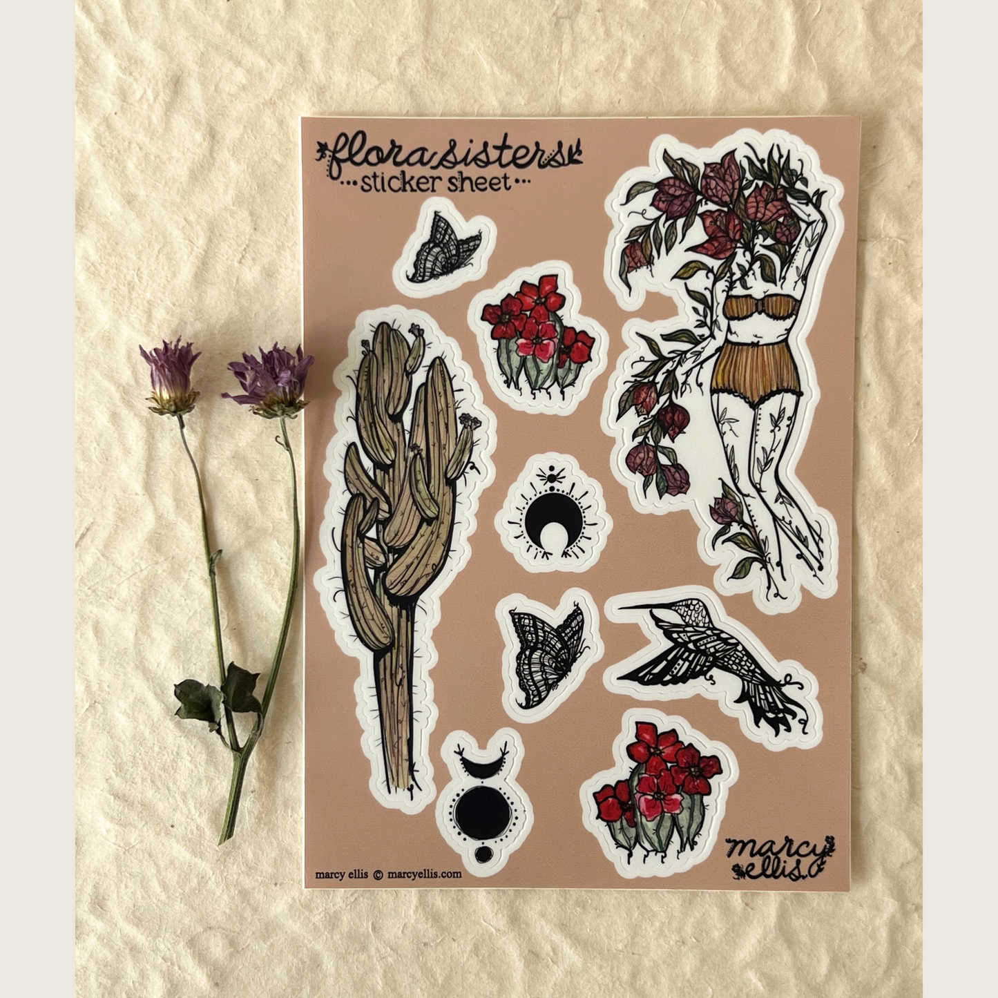 Sticker Sheet, Red Flora Sisters