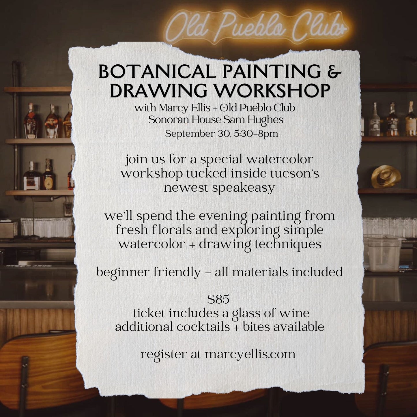 Botanical Painting + Drawing Workshop | Old Pueblo Club | September 30, 6-8pm