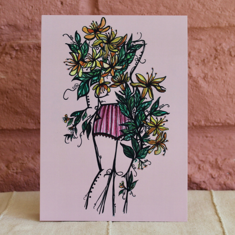 Honeysuckle Floral Sister, Postcard, 5"x7"