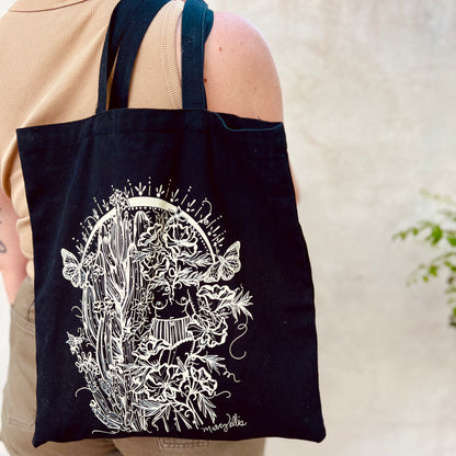 Desert Sol, Canvas Tote Bag, Natural & Black