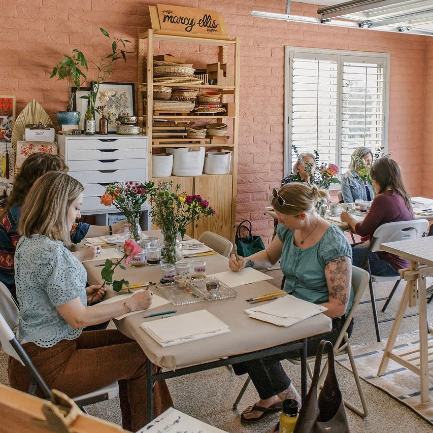 watercolor botanical class with Marcy Ellis studio in Tucson Arizona 