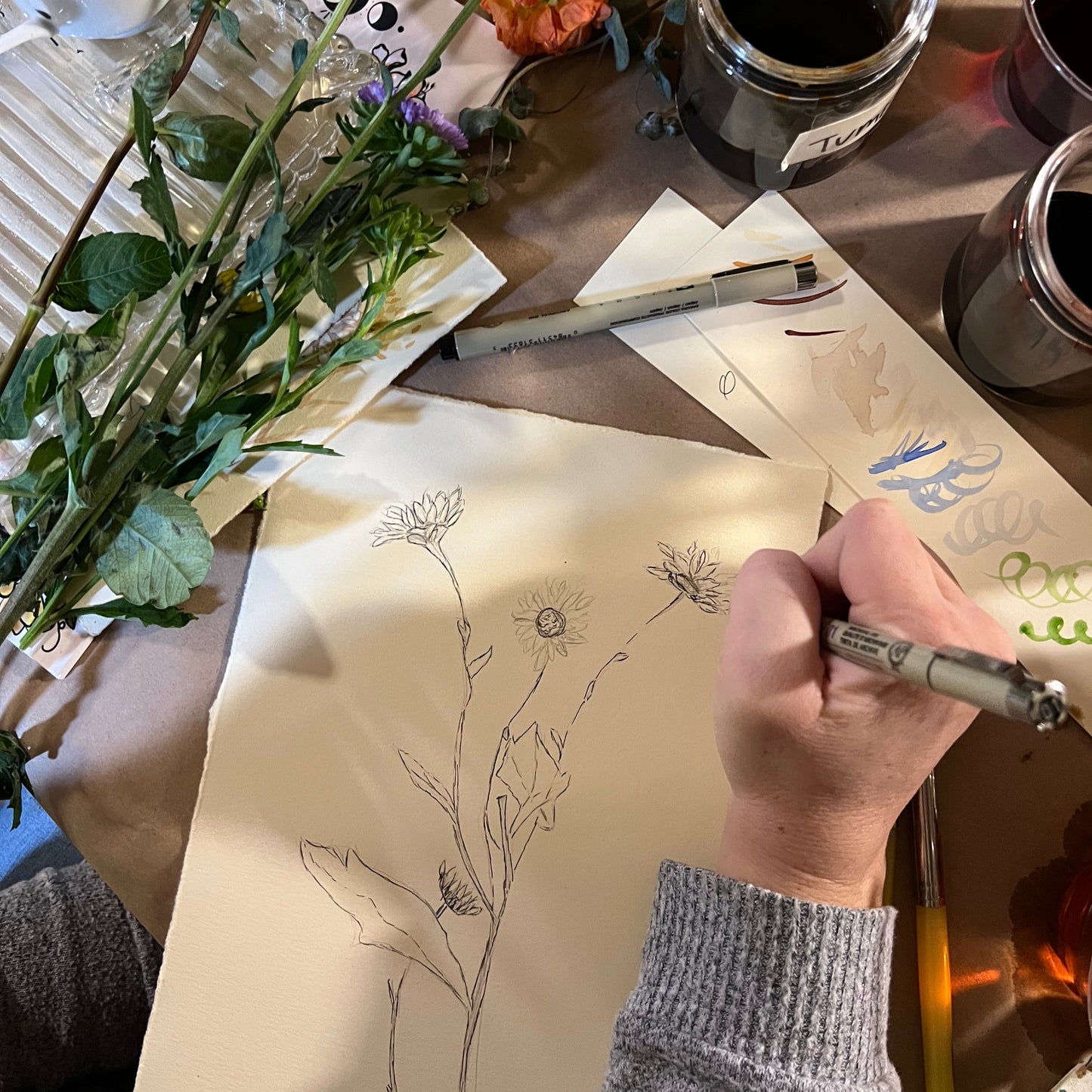 Botanical Watercolor + Drawing Workshop, February 15, 6-8pm @ Marcy's Studio