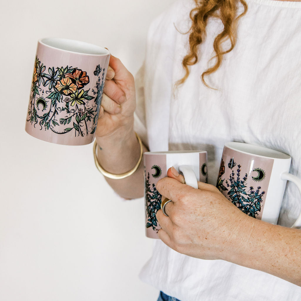 Flora Sisters Mug — Feminine Botanical Watercolor Ceramic Mug | 15oz