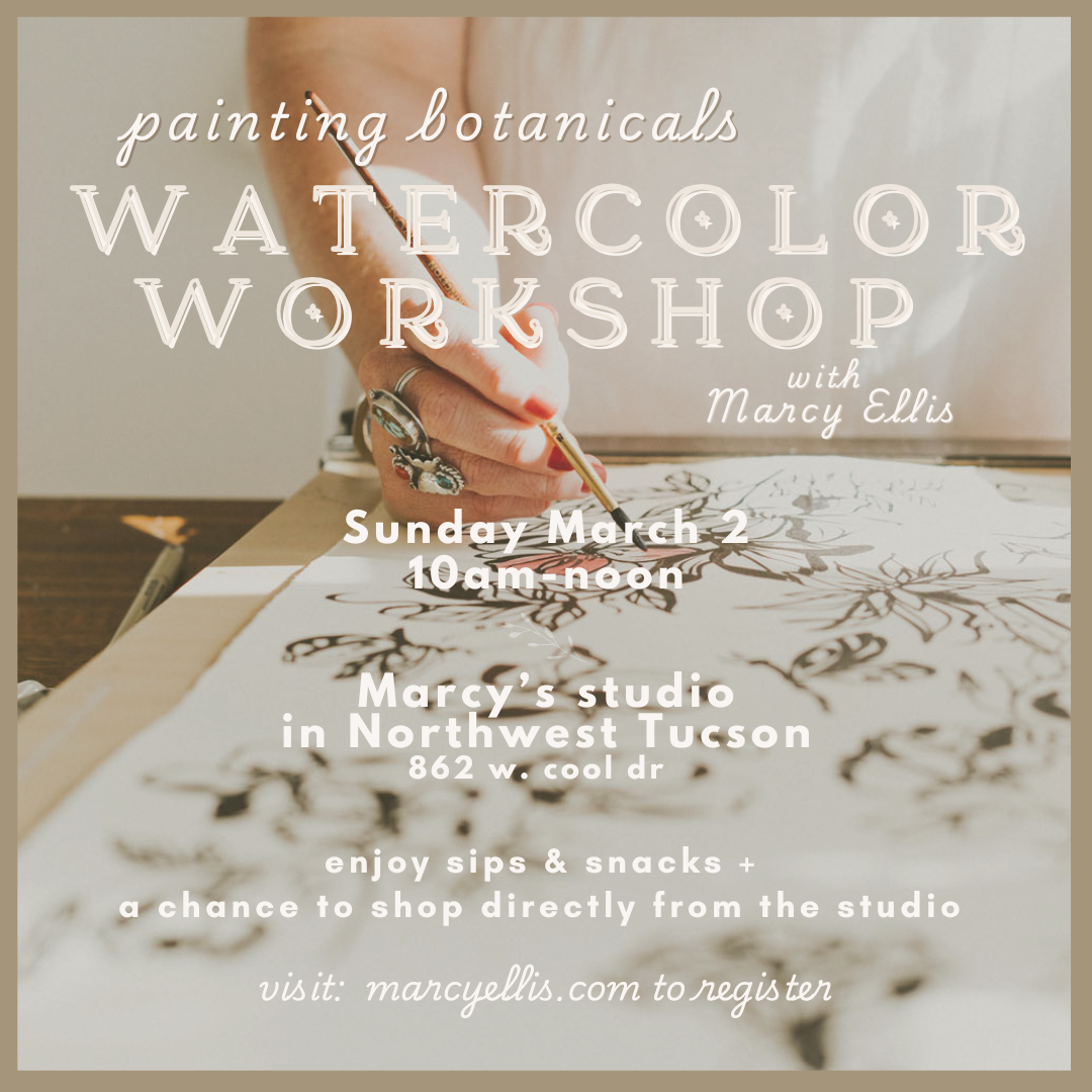 Painting Botanicals Watercolor Workshop, March 2, 10am-noon @ Marcy's Studio