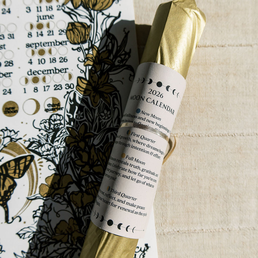 2026 Moon Phase Calendar — Screen-Printed in Gold, Limited Edition