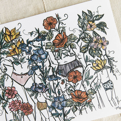 a close up detail of an art print of a botanical figure by Marcy Ellis 