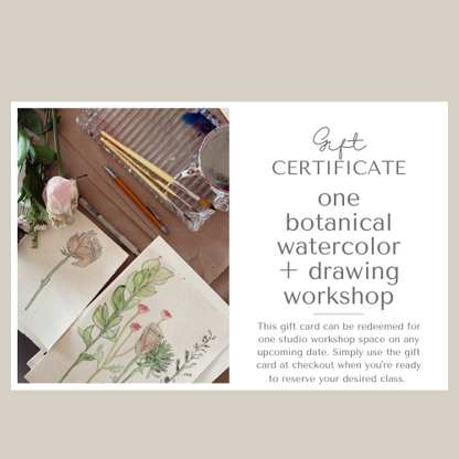 Workshop Gift Card: Botanical Watercolor + Drawing Workshop with Marcy Ellis
